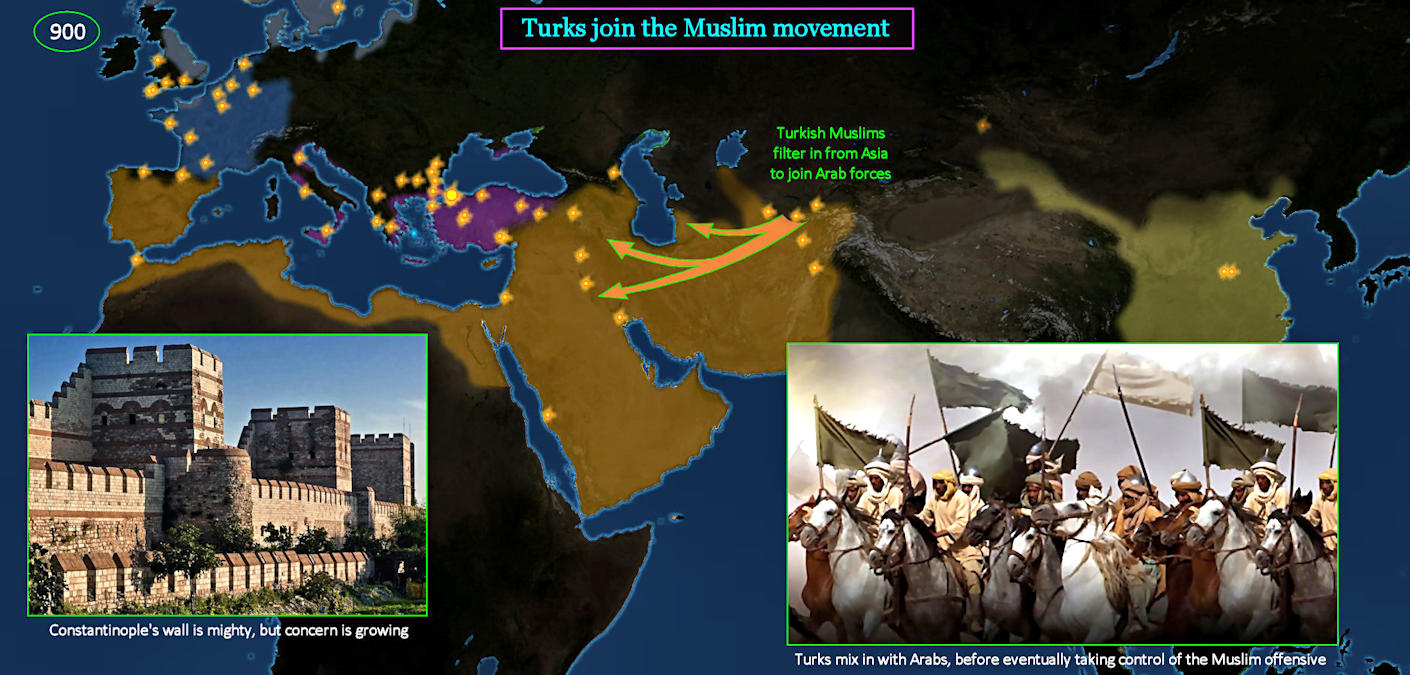 Turks join Muslims, 900 map